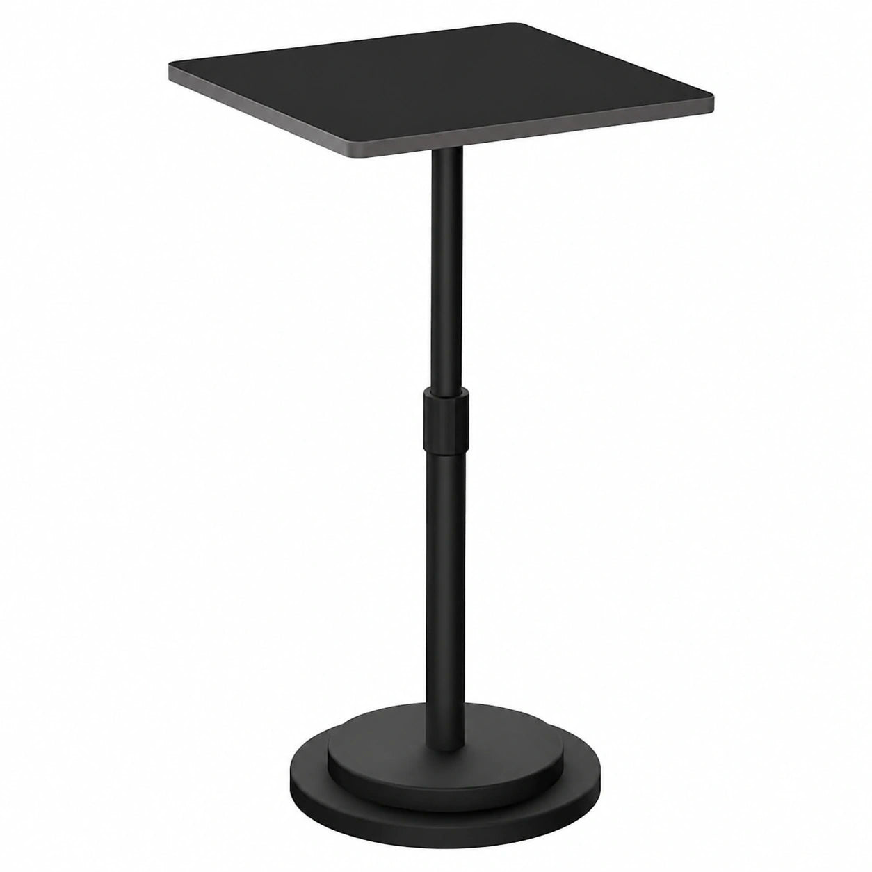 Verstellbarer Beistelltisch aus Metall, Nachttisch für Schlafzimmer, Couchtisch Schwarz, Höhe 45-78 cm, Modell GBZ001SB-1