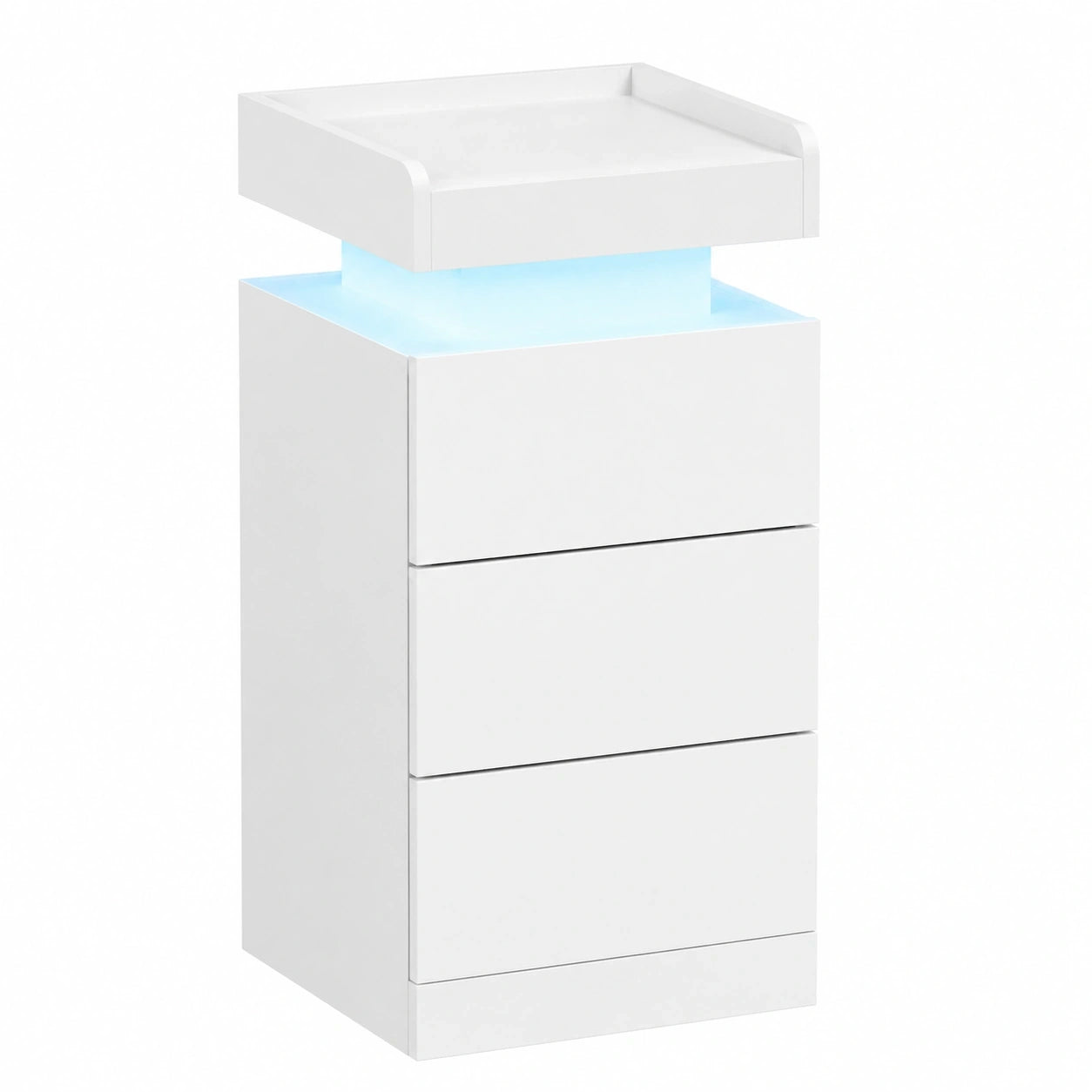 Dripex LED-Nachttisch Set, 3 Schubladen, erhöhte Kante, RGB-Farbwechsel, dimmbar, weiß