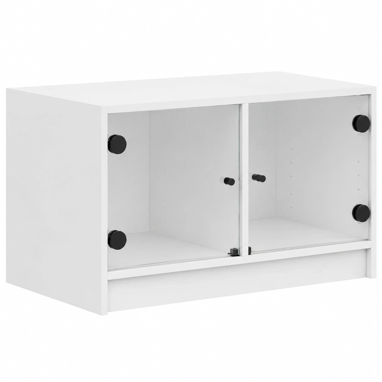Eleganter Couchtisch mit Glasfronten und großzügigem Stauraum für das Wohnzimmer