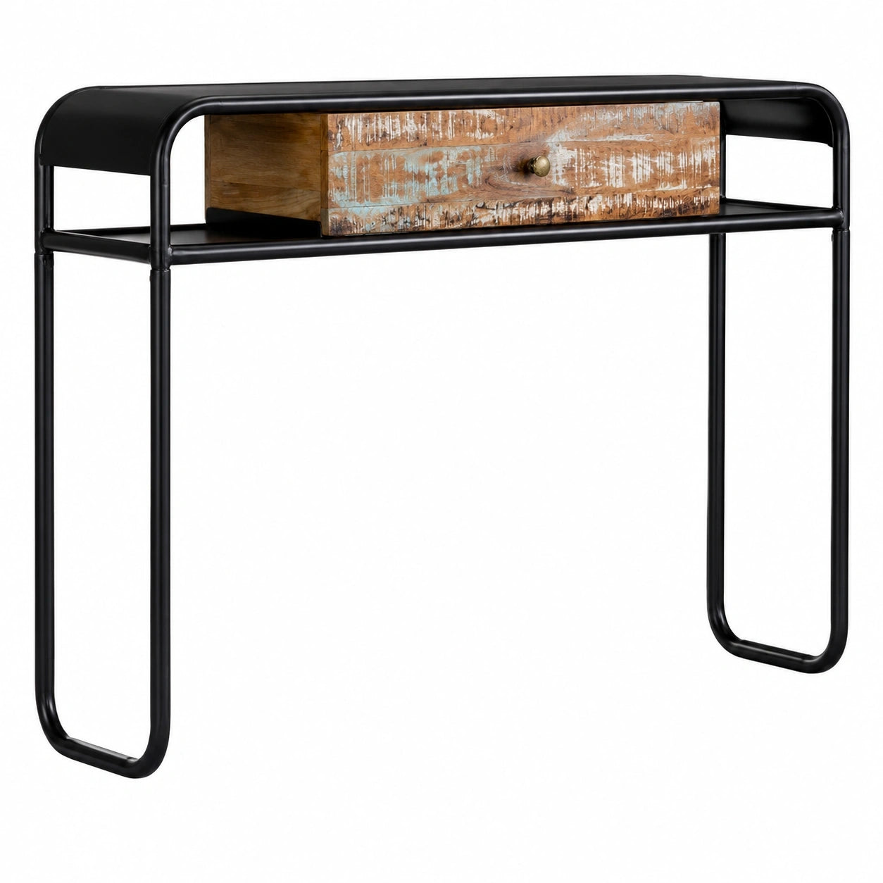 Vintage Konsolentisch aus recyceltem Massivholz mit Schublade