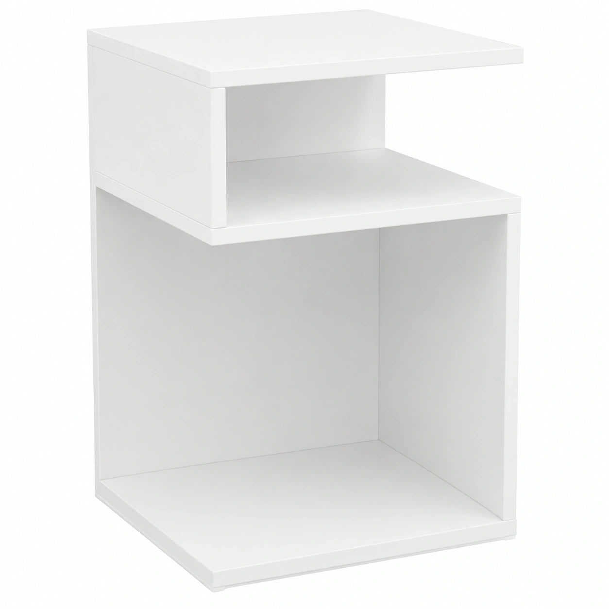 Moderne GIANTEX Nachttisch 2er Set in Weiß, S-förmiges Holzdesign