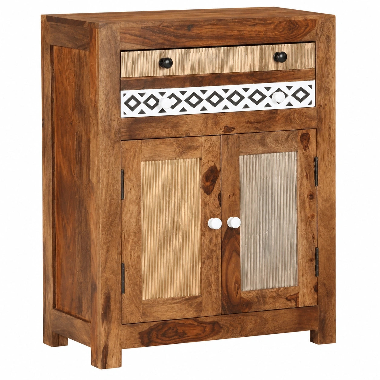 Elegantes Akazienholz-Sideboard mit Schubladen, Massivholz Anrichte im Mid-Century-Stil, 60x30x75 cm