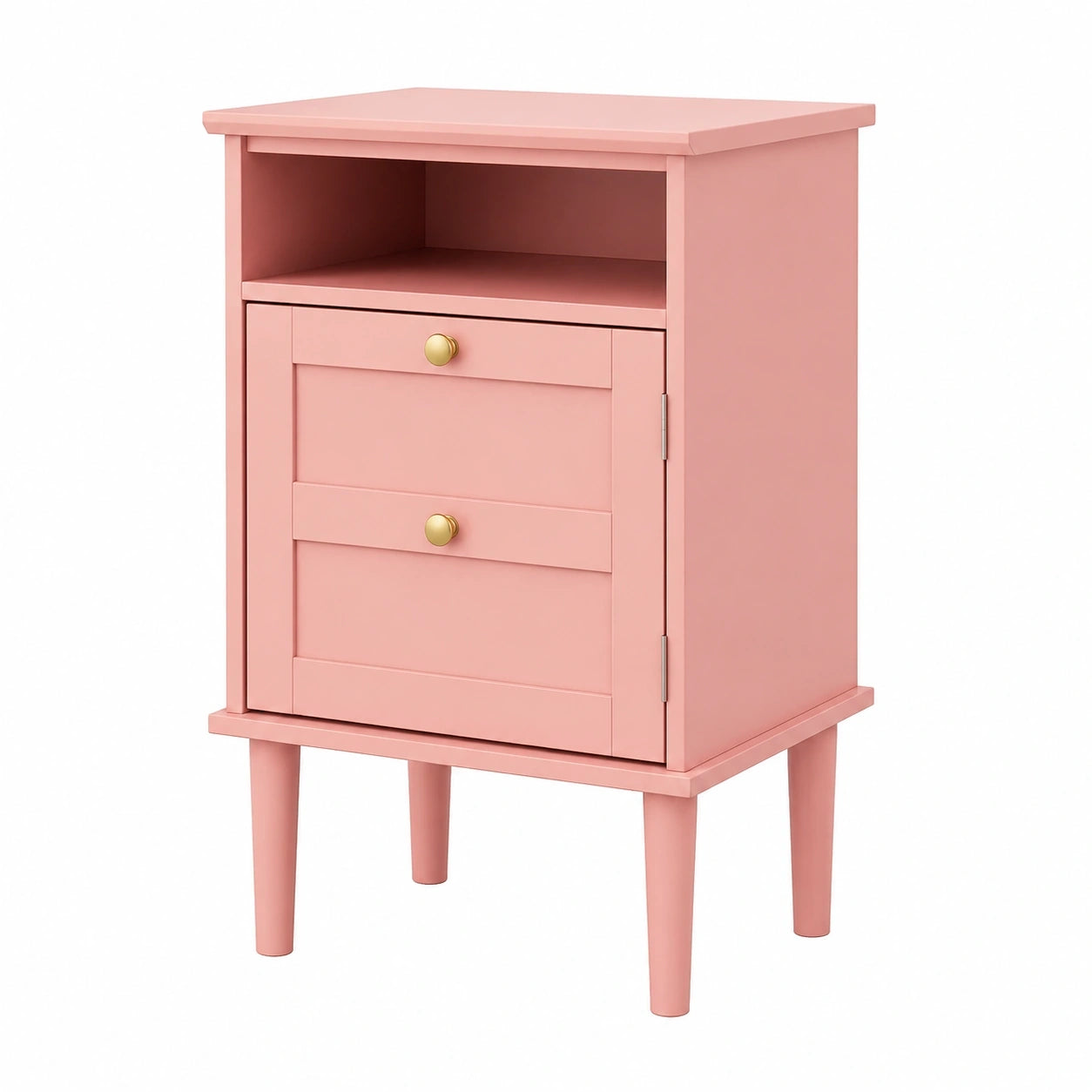 HEYZOEY Moderner Nachtschrank Rosa, Holz mit Tür und Fach, Beistelltisch für Schlafzimmer & Wohnzimmer, Stauraum-Lösung (39x29x60 cm)