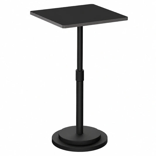 Verstellbarer Beistelltisch aus Metall, Nachttisch für Schlafzimmer, Couchtisch Schwarz, Höhe 45-78 cm, Modell GBZ001SB-1