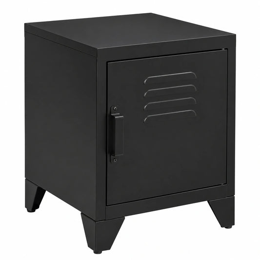 HOMCOM Beistelltisch mit verstellbarem Regal, Tür, und Metallrahmen, Schwarz, 50 x 40 x 47,5 cm