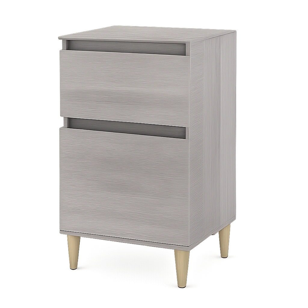 2er Set Nachttische Grau Sonoma 40x35x70 cm - Modernes Design mit Eukalyptusdekor