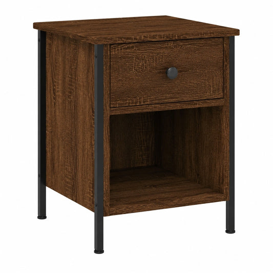 Moderner Nachttisch Set aus Holz und Eisen, 2 Stück, Braun Eiche, 40x42x50 cm, Ideal für Schlaf- und Wohnzimmer