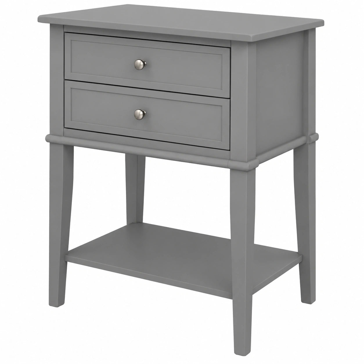 Franklin Nachttisch mit 2 Schubladen, graues Finish, Holzwerkstoff