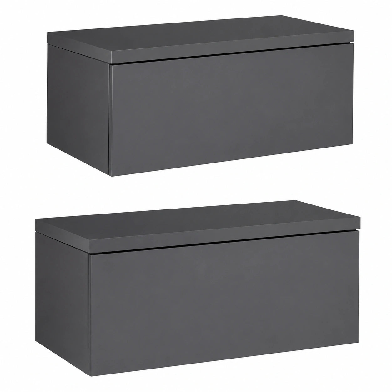 Hängender Nachttisch Monaco mit Schublade, Anthrazit, 2er Set, 42 x 30 x 15 cm