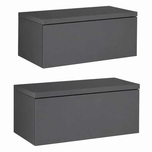 Hängender Nachttisch Monaco mit Schublade, Anthrazit, 2er Set, 42 x 30 x 15 cm