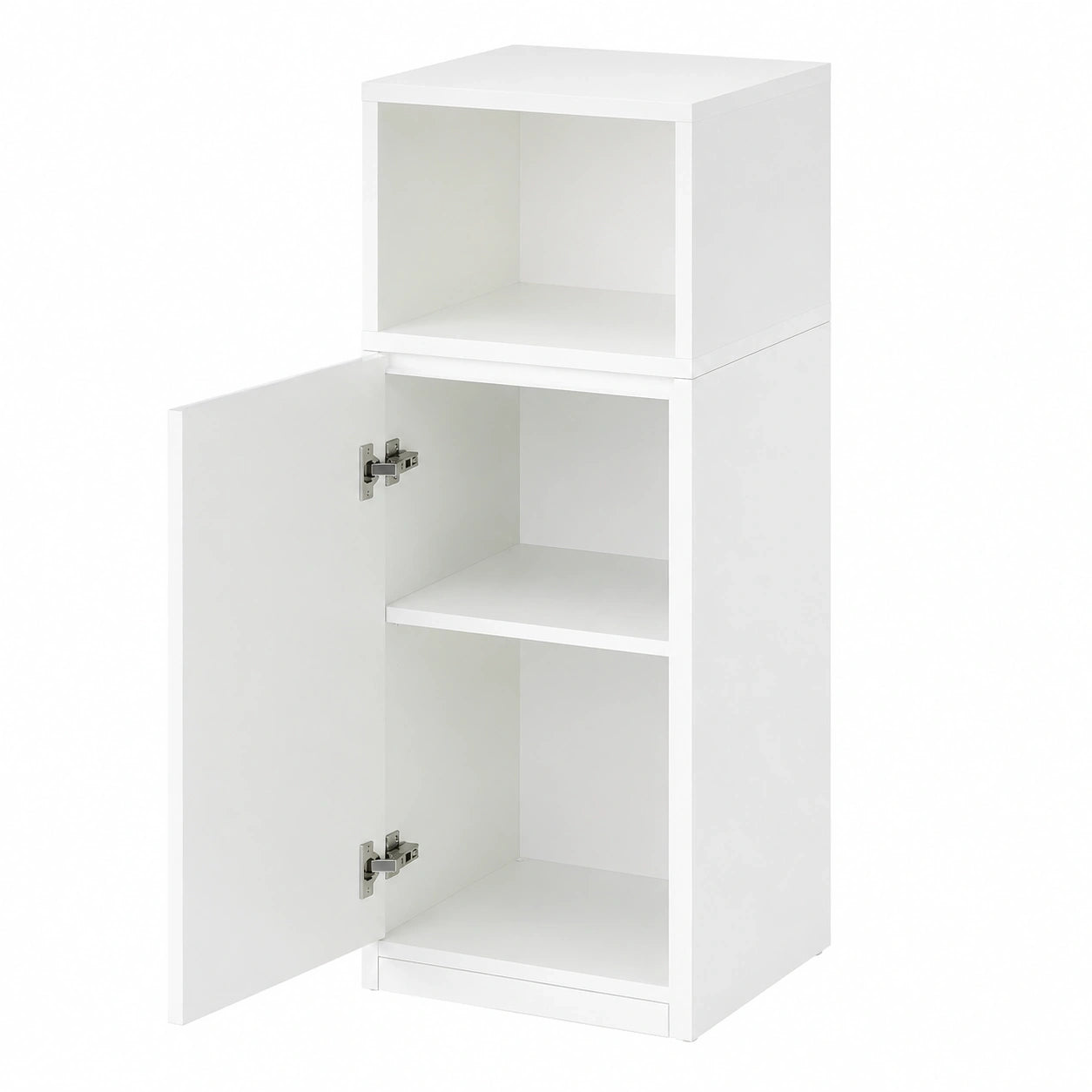 BEWISHOME Schmales Nachttisch-Set, 2 Stück, mit Tür und verstellbarem Regal, 65x25x30cm, Weiß