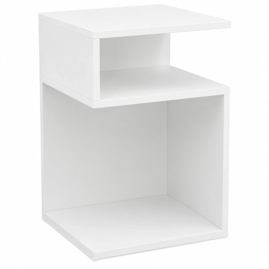 Moderne GIANTEX Nachttisch 2er Set in Weiß, S-förmiges Holzdesign