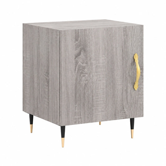 Eleganter Nachttisch mit Regal und Schublade, Hergestellt aus Sperrholz und Metallbeinen, Viel Stauraum für Schlafzimmer oder Wohnzimmer