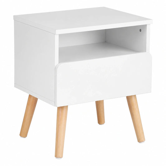 WOLTU® 2er Set Nachttisch mit Schublade und Fach, Weiß, Holz, 40x33,5x50cm