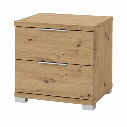 Moderner Nachttisch, Eiche Artisan, mit 2 Schubladen, 46x43x42 cm