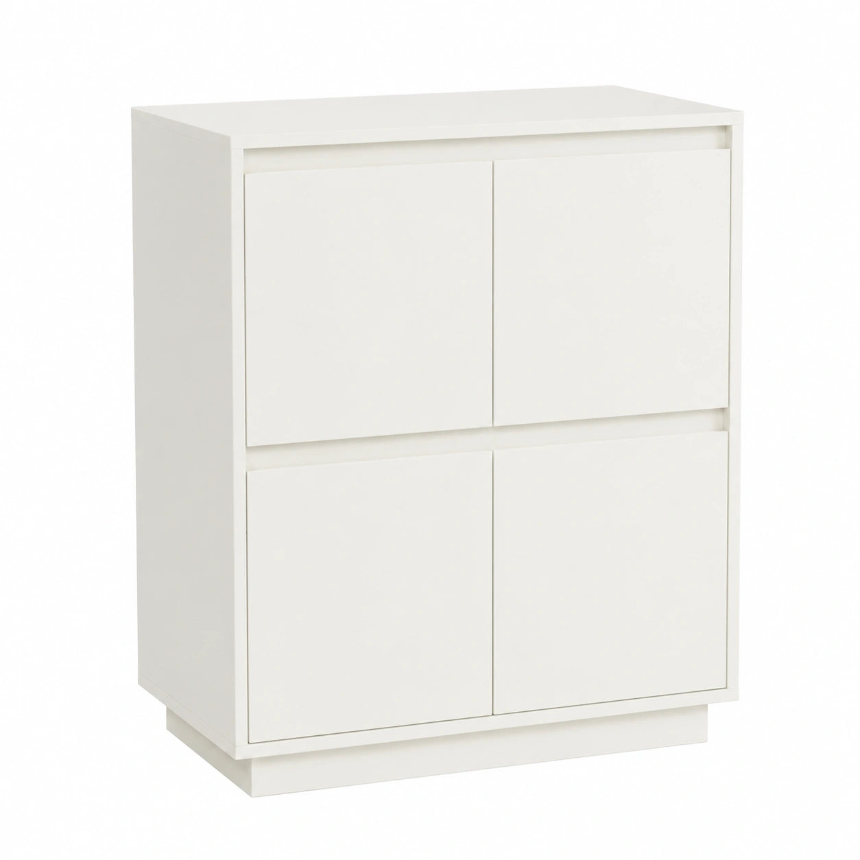 Kommode aus Kiefernholz, Weiß, 60x34x75 cm, Modernes Design mit 4 Türen, für Wohnzimmer, Flur oder Küche