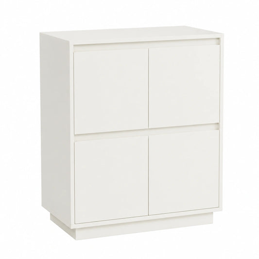 Kommode aus Kiefernholz, Weiß, 60x34x75 cm, Modernes Design mit 4 Türen, für Wohnzimmer, Flur oder Küche