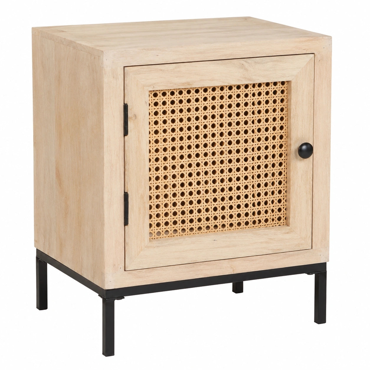 Beistelltisch aus Mangoholz mit Rohrgeflecht, 40x30x50 cm, Ideal für Schlafzimmer und Wohnzimmer